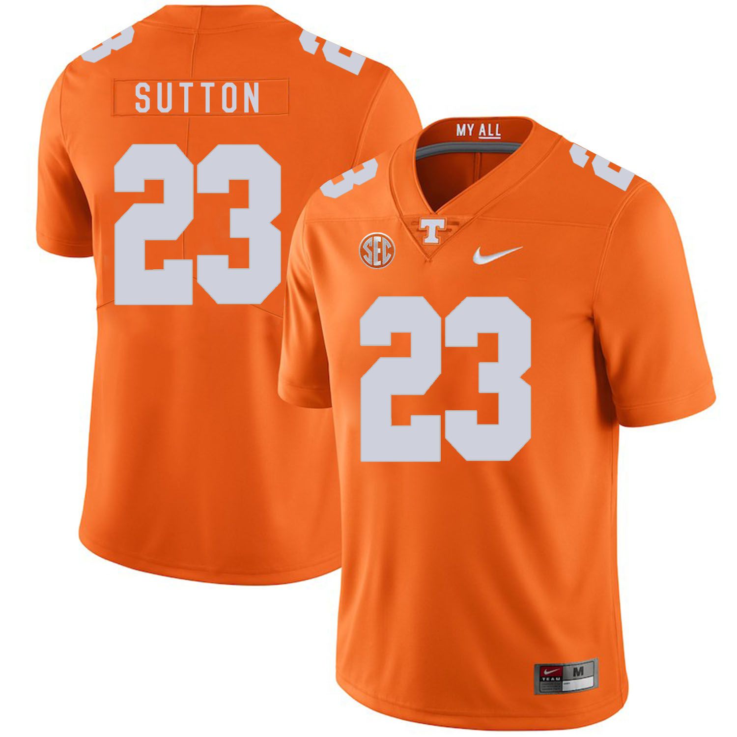 Men Tennessee Volunteers #23 Sutton Orange Customized NCAA Jerseys